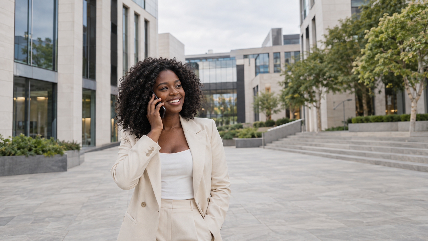 A person enjoying a conversation outdoors