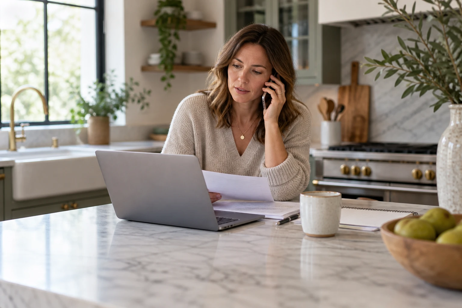 A customer or specialist discussing estimate follow-ups